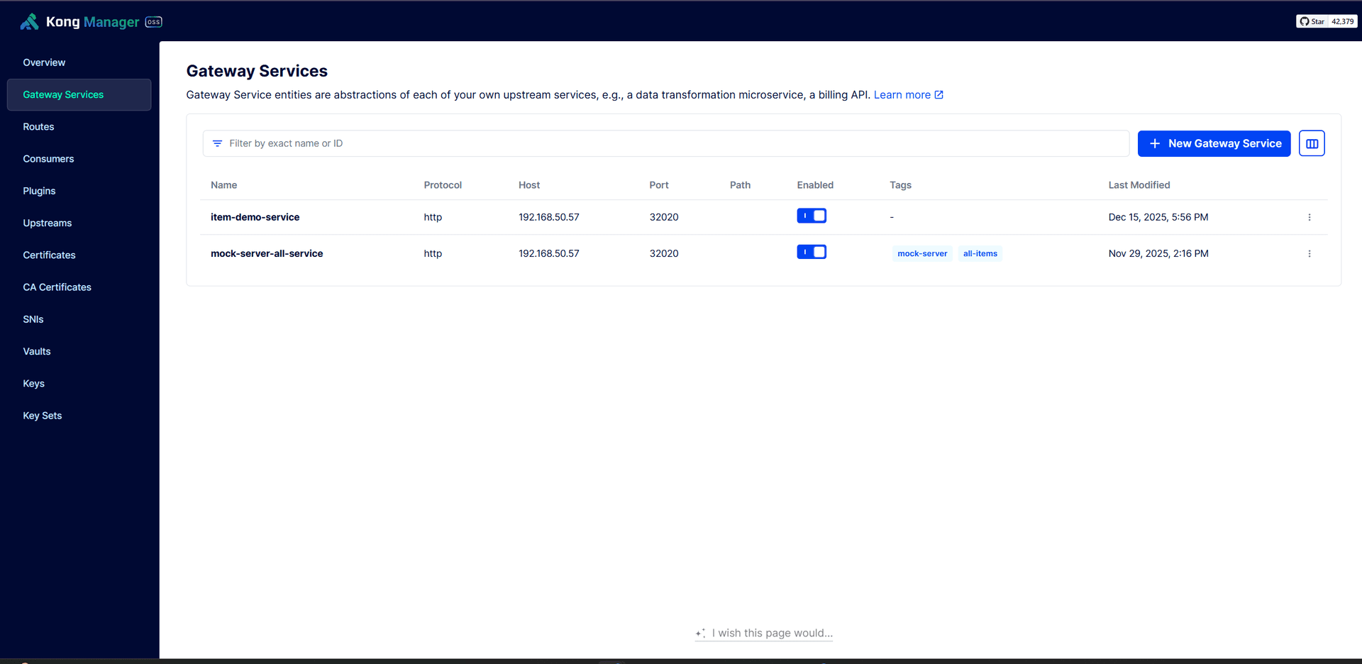 Kong 架構驗證環境中的 Gateway Services 管理介面