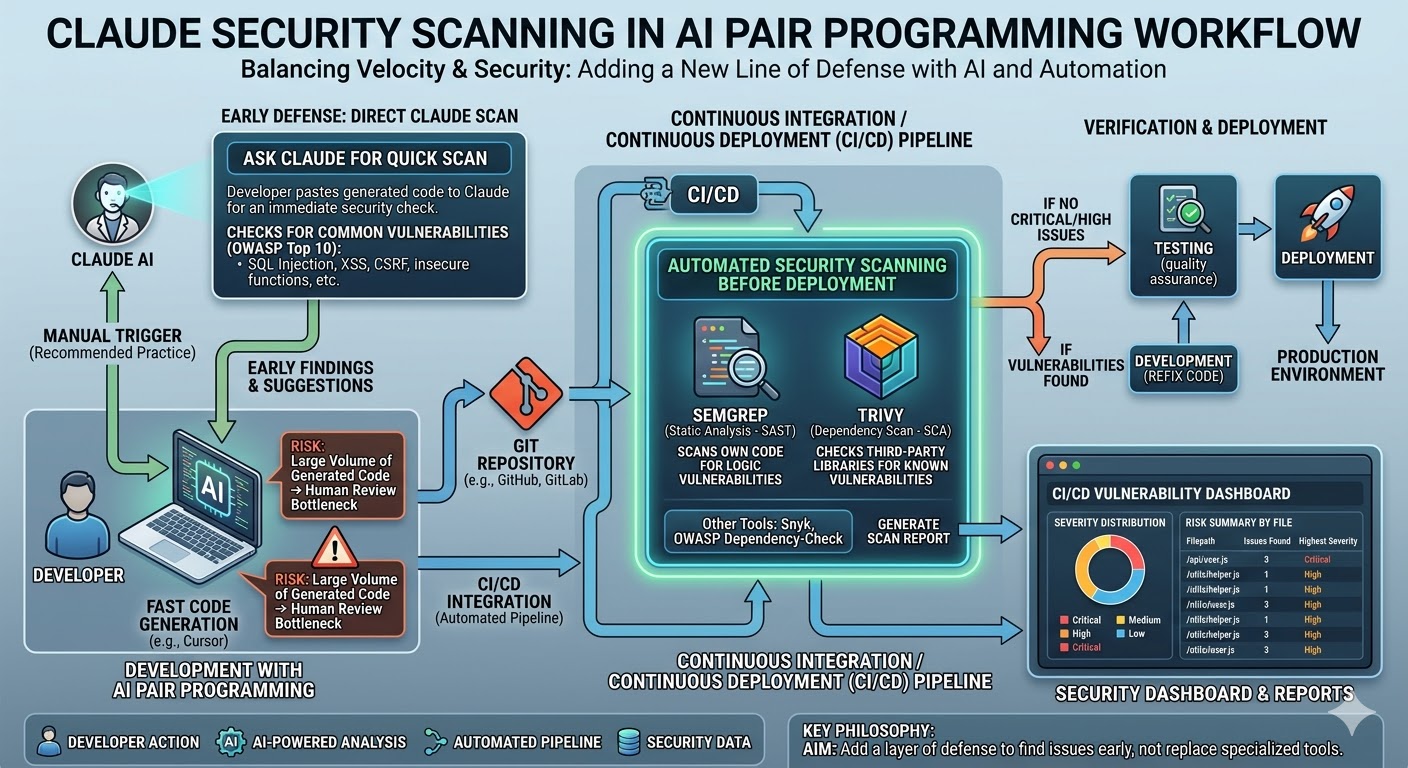 Claude Security Scanning in AI Pair Programming Workflow