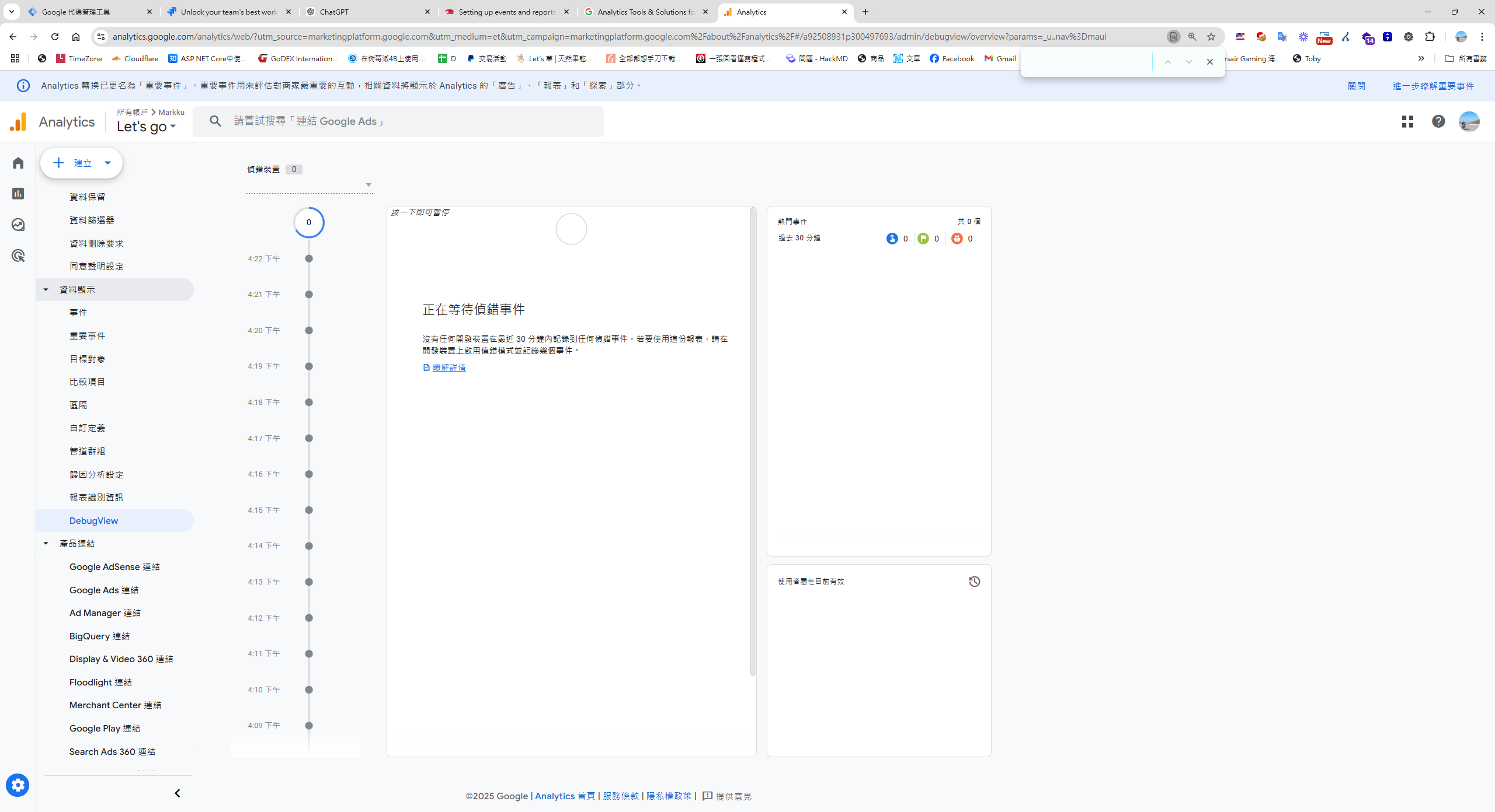 analytic debug view