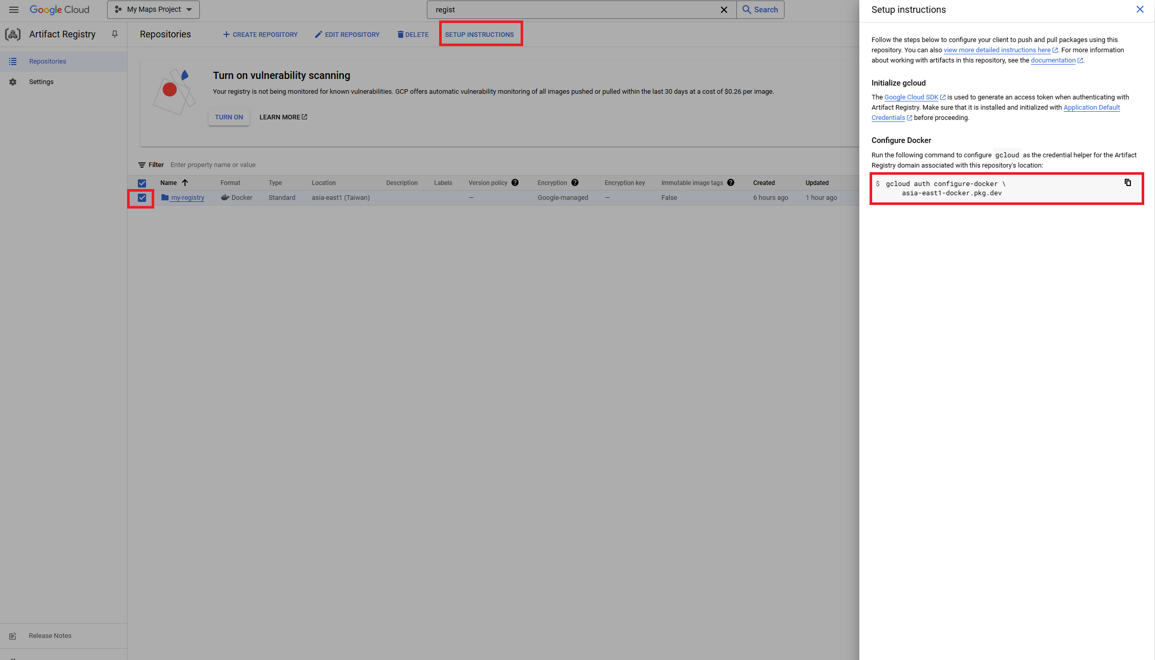 get lcoal's set up command