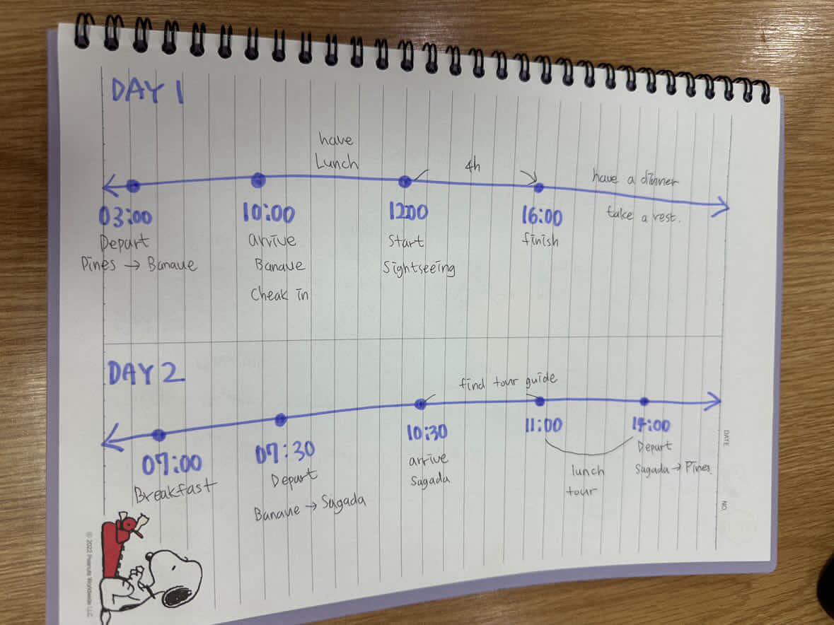 schedule - created by Jenny
